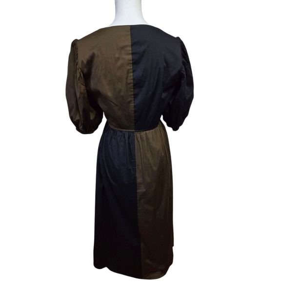 Crosby by Mollie Burch Colorblock Dress Tie Front Puff Sleeve Black Dress Small - Picture 4 of 9